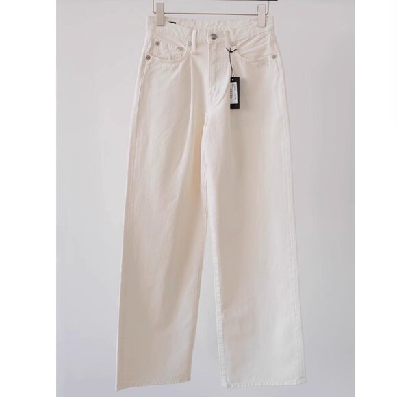 NWT R13 Damon Pleated Wide Leg Jean Sz 24/25/26 White Slubby Twill Cotton Causal - Picture 5 of 14